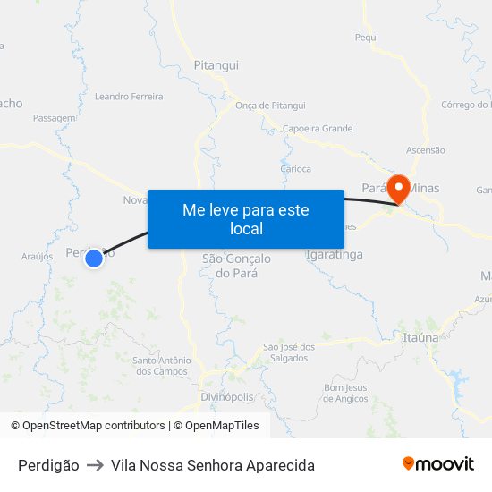 Perdigão to Vila Nossa Senhora Aparecida map