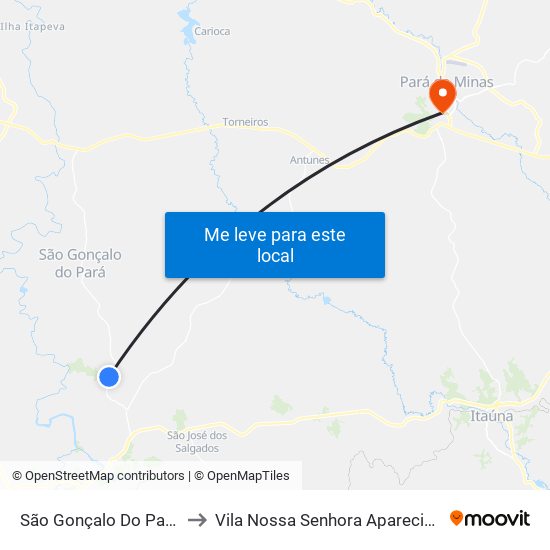 São Gonçalo Do Pará to Vila Nossa Senhora Aparecida map