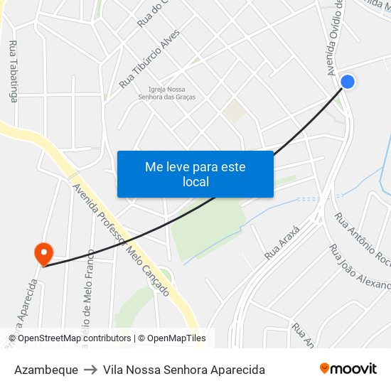 Azambeque to Vila Nossa Senhora Aparecida map