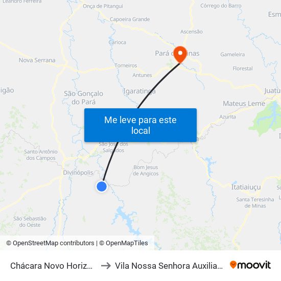 Chácara Novo Horizonte to Vila Nossa Senhora Auxiliadora map