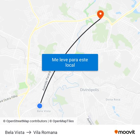 Bela Vista to Vila Romana map