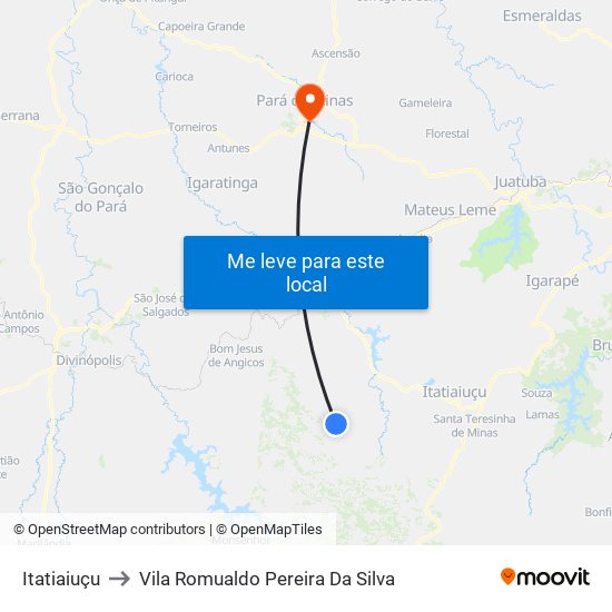Itatiaiuçu to Vila Romualdo Pereira Da Silva map