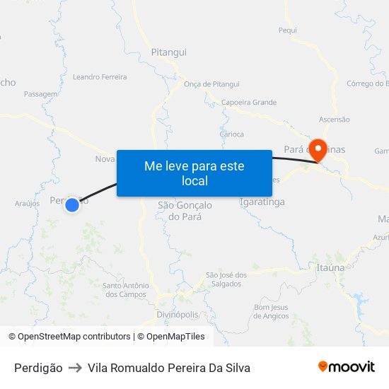 Perdigão to Vila Romualdo Pereira Da Silva map