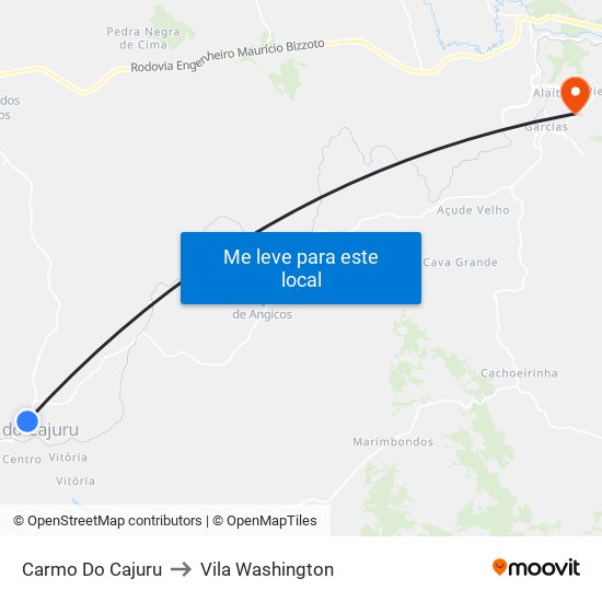Carmo Do Cajuru to Vila Washington map
