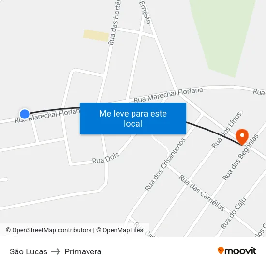 São Lucas to Primavera map