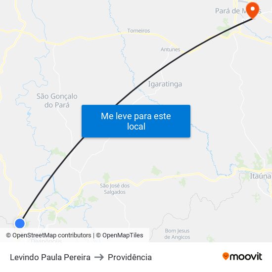 Levindo Paula Pereira to Providência map