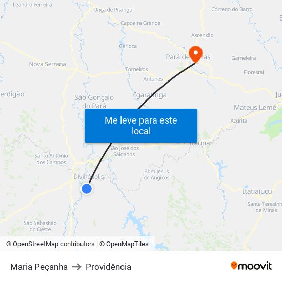 Maria Peçanha to Providência map