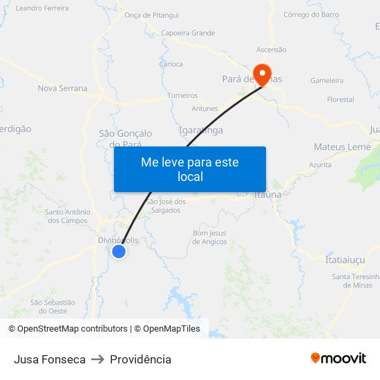 Jusa Fonseca to Providência map