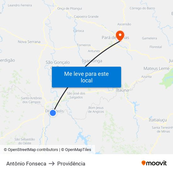 Antônio Fonseca to Providência map