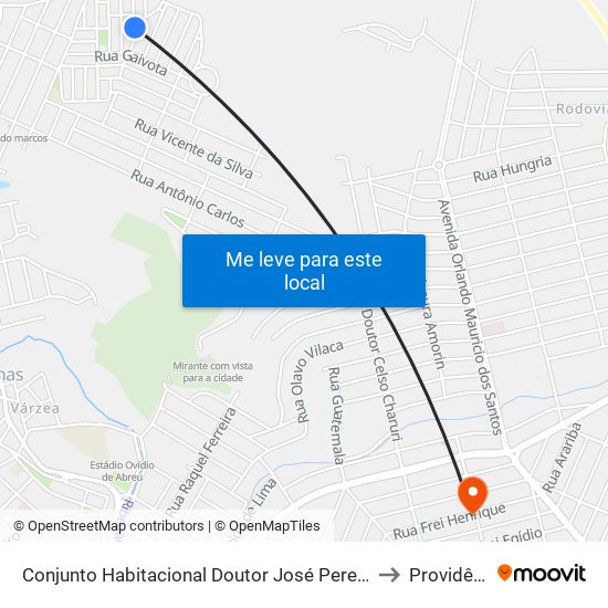 Conjunto Habitacional Doutor José Pereira Campos to Providência map