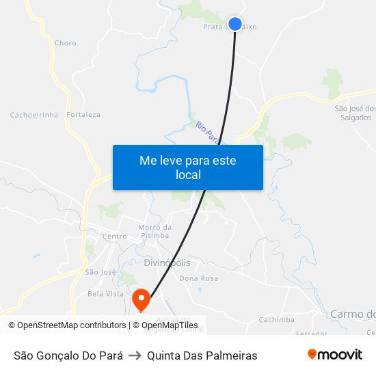 São Gonçalo Do Pará to Quinta Das Palmeiras map