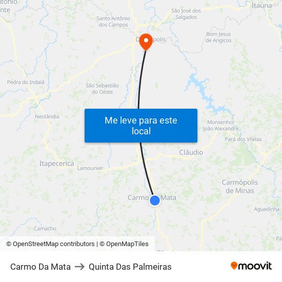 Carmo Da Mata to Quinta Das Palmeiras map