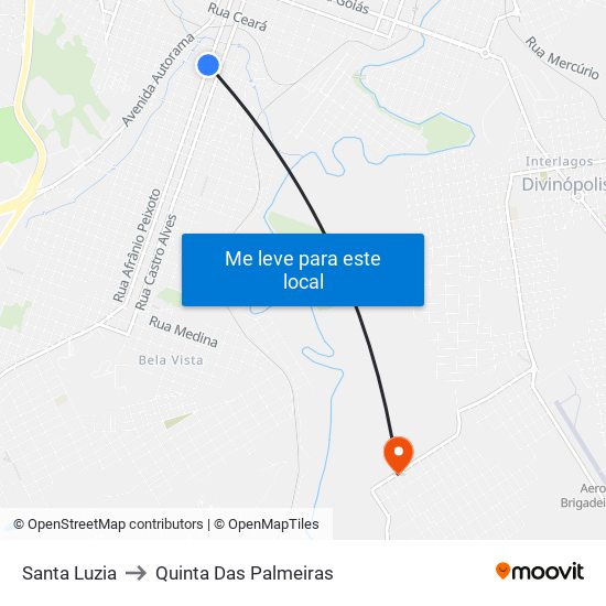 Santa Luzia to Quinta Das Palmeiras map