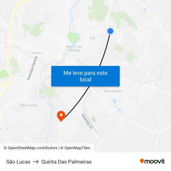 São Lucas to Quinta Das Palmeiras map