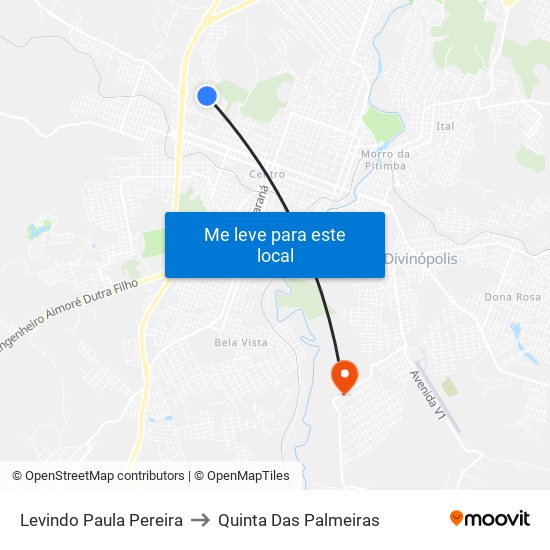 Levindo Paula Pereira to Quinta Das Palmeiras map