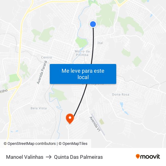 Manoel Valinhas to Quinta Das Palmeiras map