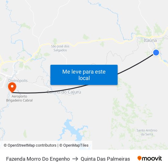 Fazenda Morro Do Engenho to Quinta Das Palmeiras map