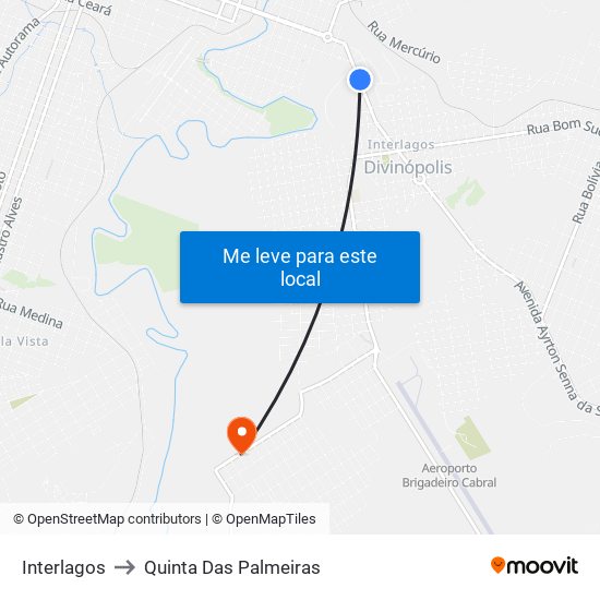 Interlagos to Quinta Das Palmeiras map