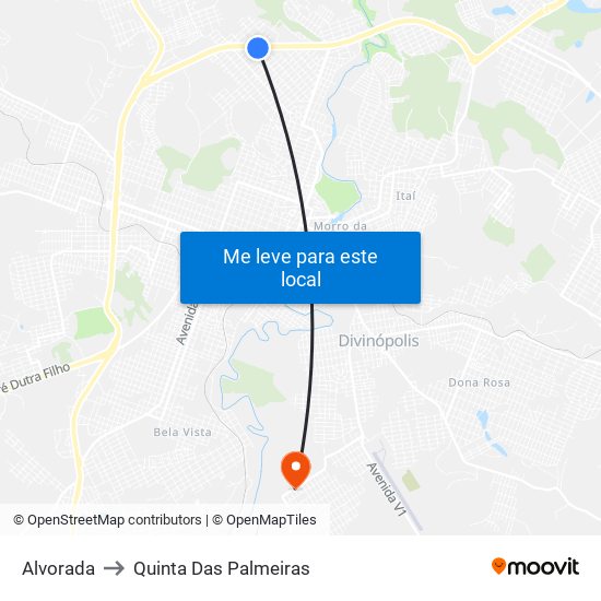 Alvorada to Quinta Das Palmeiras map