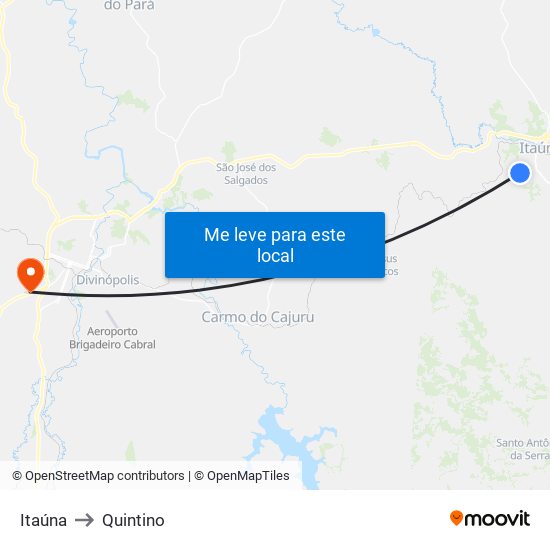 Itaúna to Quintino map