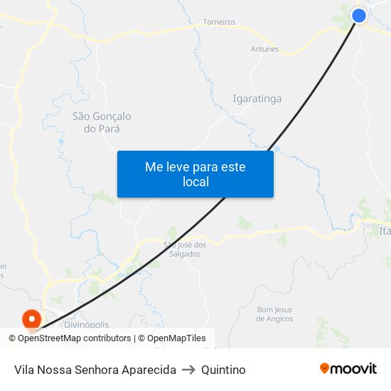 Vila Nossa Senhora Aparecida to Quintino map