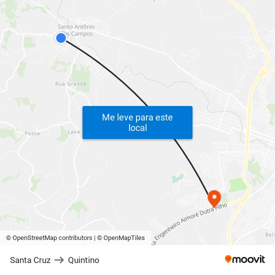 Santa Cruz to Quintino map