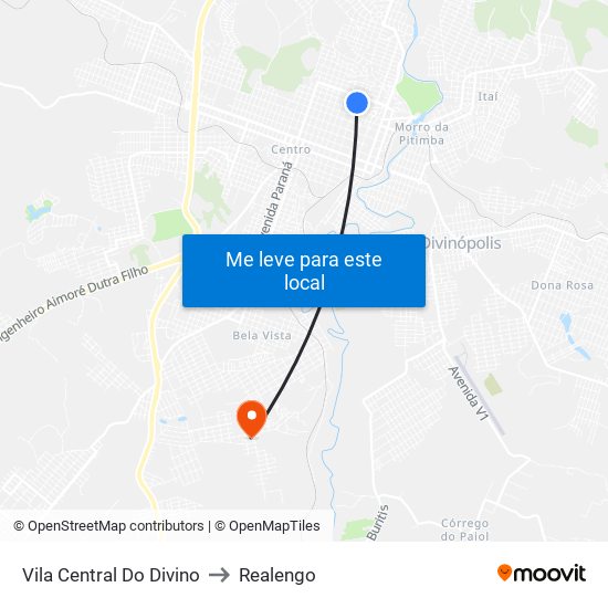 Vila Central Do Divino to Realengo map