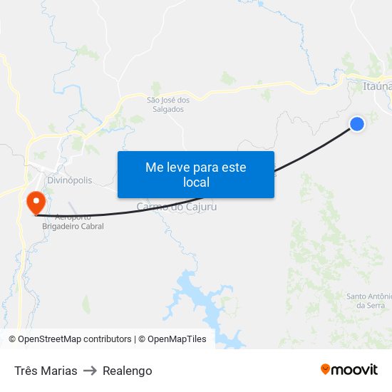 Três Marias to Realengo map