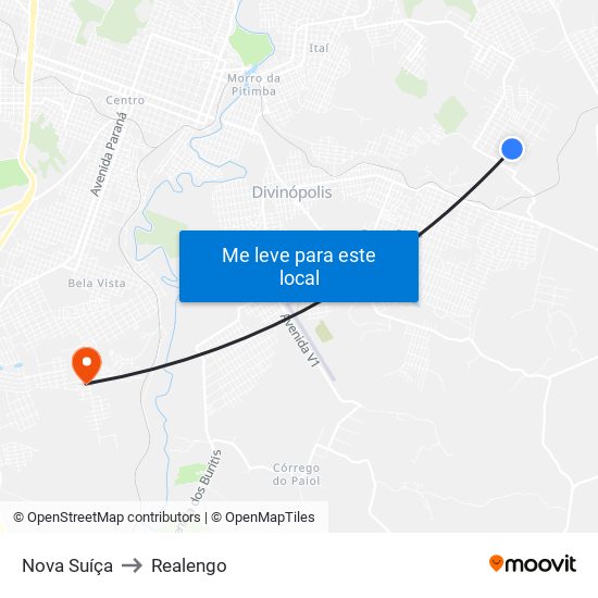 Nova Suíça to Realengo map