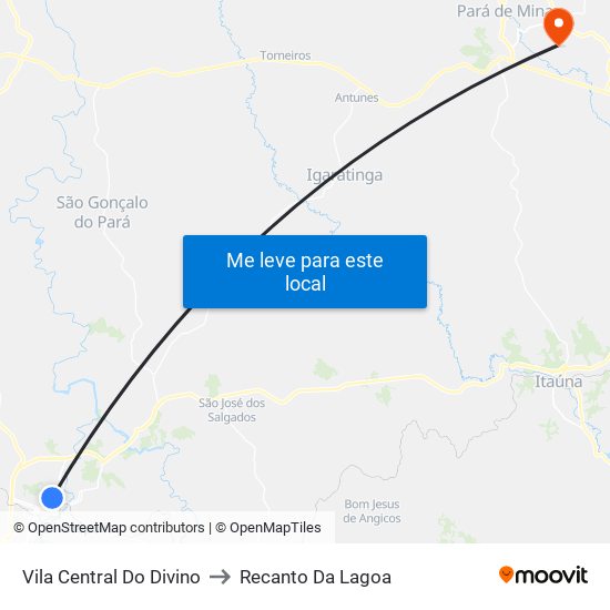 Vila Central Do Divino to Recanto Da Lagoa map