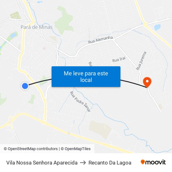 Vila Nossa Senhora Aparecida to Recanto Da Lagoa map