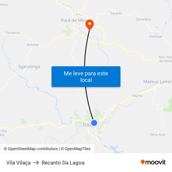 Vila Vilaça to Recanto Da Lagoa map
