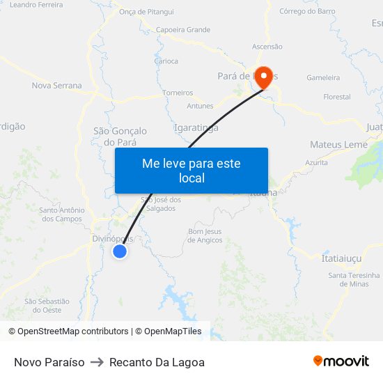 Novo Paraíso to Recanto Da Lagoa map