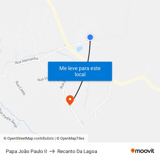 Papa João Paulo II to Recanto Da Lagoa map