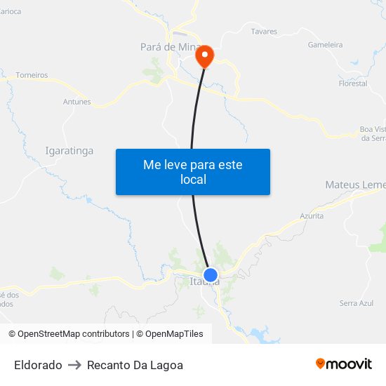 Eldorado to Recanto Da Lagoa map