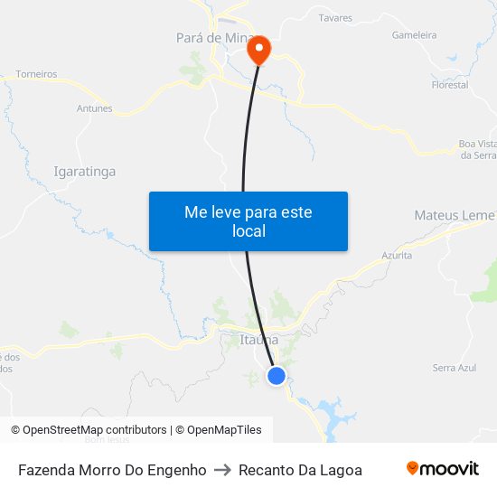 Fazenda Morro Do Engenho to Recanto Da Lagoa map