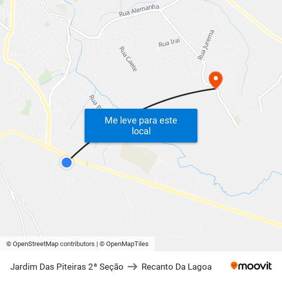 Jardim Das Piteiras 2ª Seção to Recanto Da Lagoa map