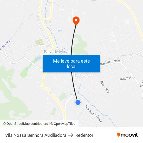 Vila Nossa Senhora Auxiliadora to Redentor map