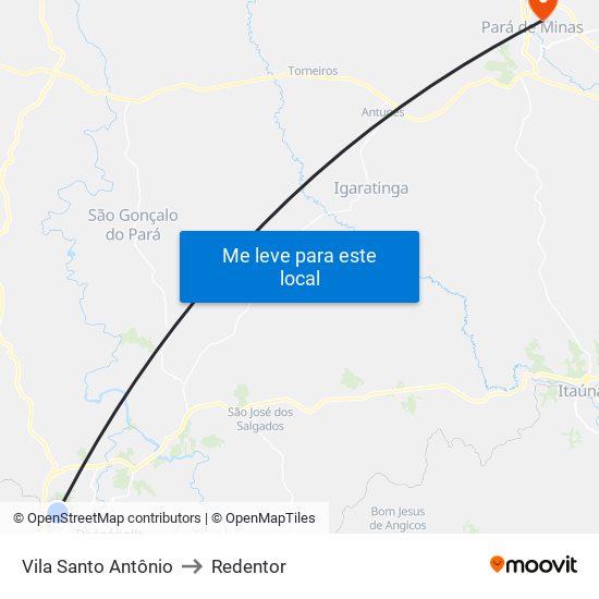Vila Santo Antônio to Redentor map