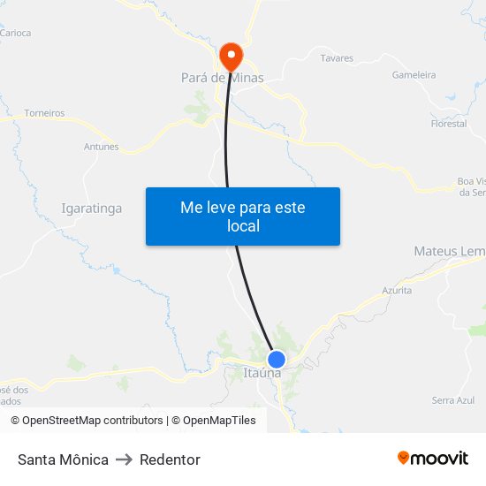 Santa Mônica to Redentor map