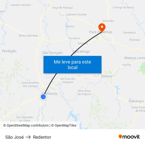 São José to Redentor map