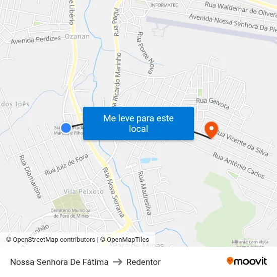 Nossa Senhora De Fátima to Redentor map