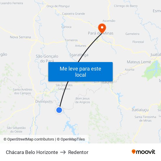 Chácara Belo Horizonte to Redentor map