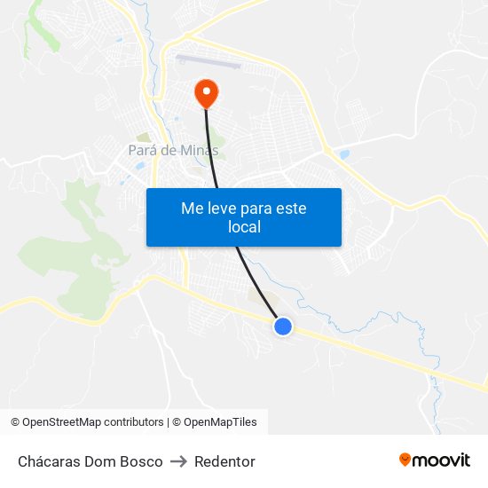 Chácaras Dom Bosco to Redentor map