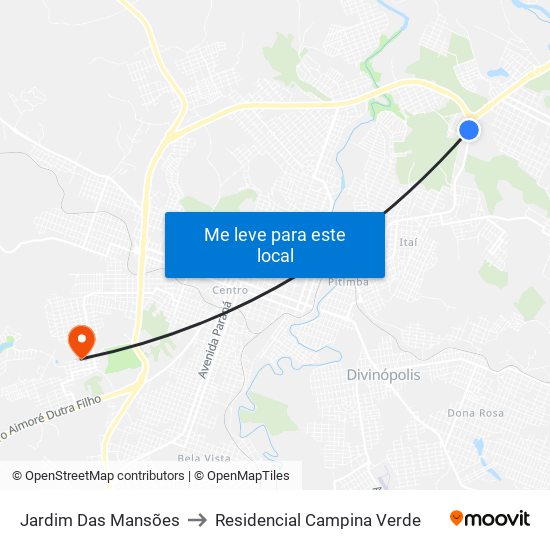 Jardim Das Mansões to Residencial Campina Verde map