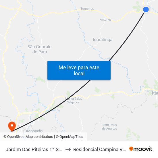 Jardim Das Piteiras 1ª Seção to Residencial Campina Verde map