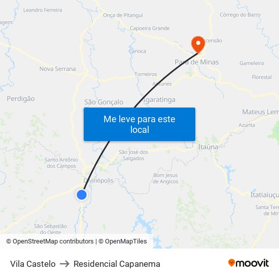 Vila Castelo to Residencial Capanema map