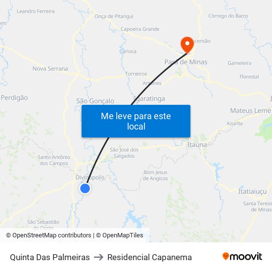 Quinta Das Palmeiras to Residencial Capanema map