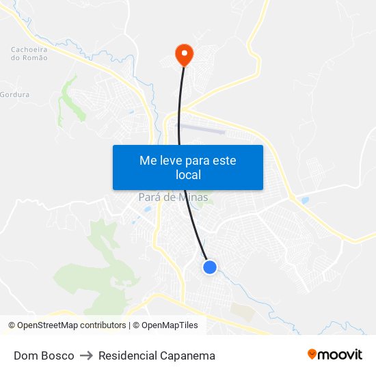 Dom Bosco to Residencial Capanema map