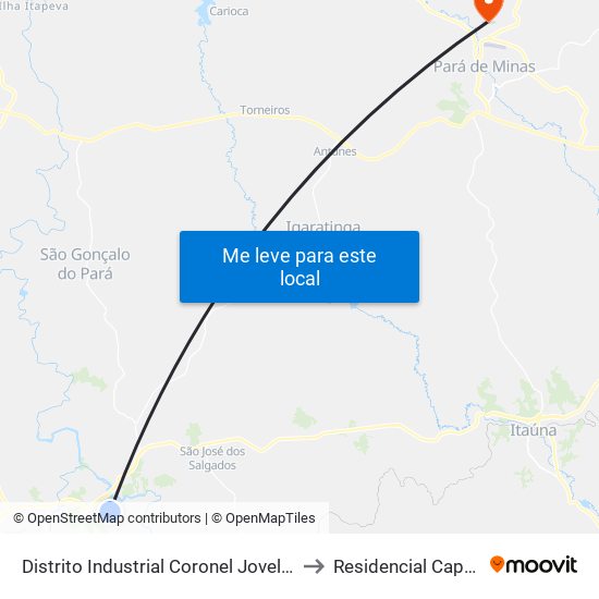 Distrito Industrial Coronel Jovelino Rabelo to Residencial Capanema map